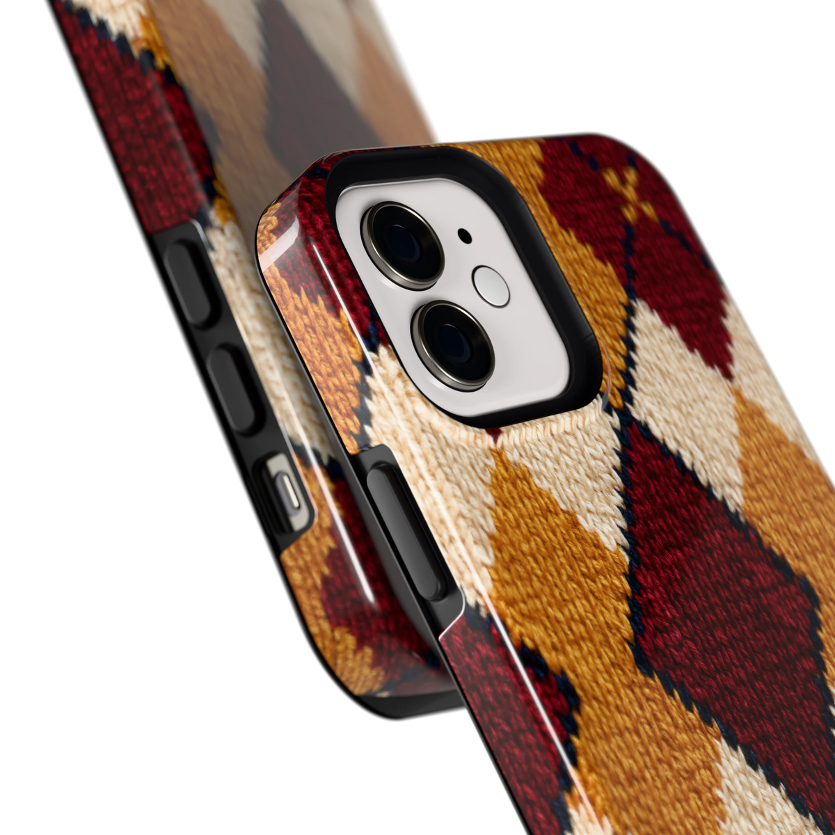 Argyle Breisel hoesje voor iPhone 12, close-up