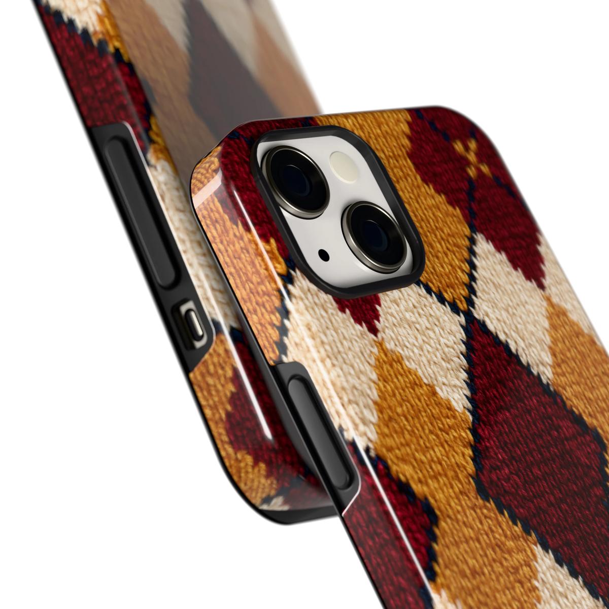 Argyle Breisel hoesje voor iPhone 13, close-up