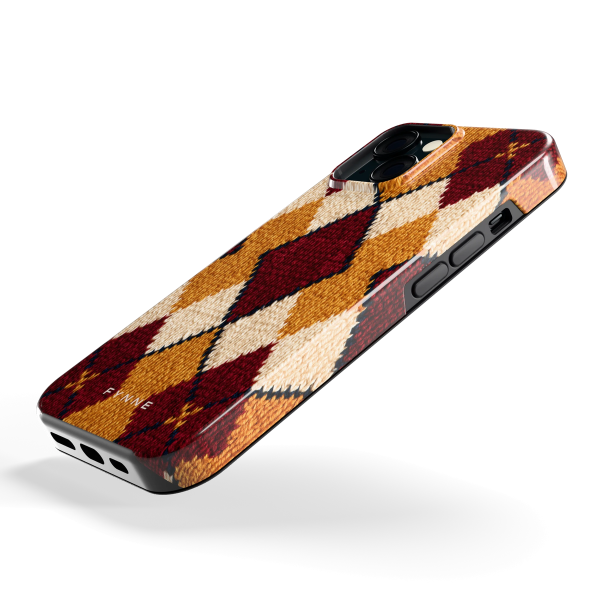 Argyle Breisel hoesje voor iPhone 15, schuin