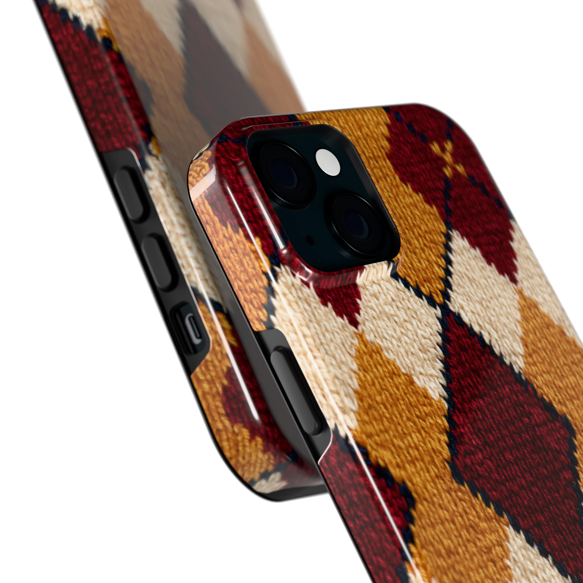 Argyle Breisel hoesje voor iPhone 15 Plus, close-up