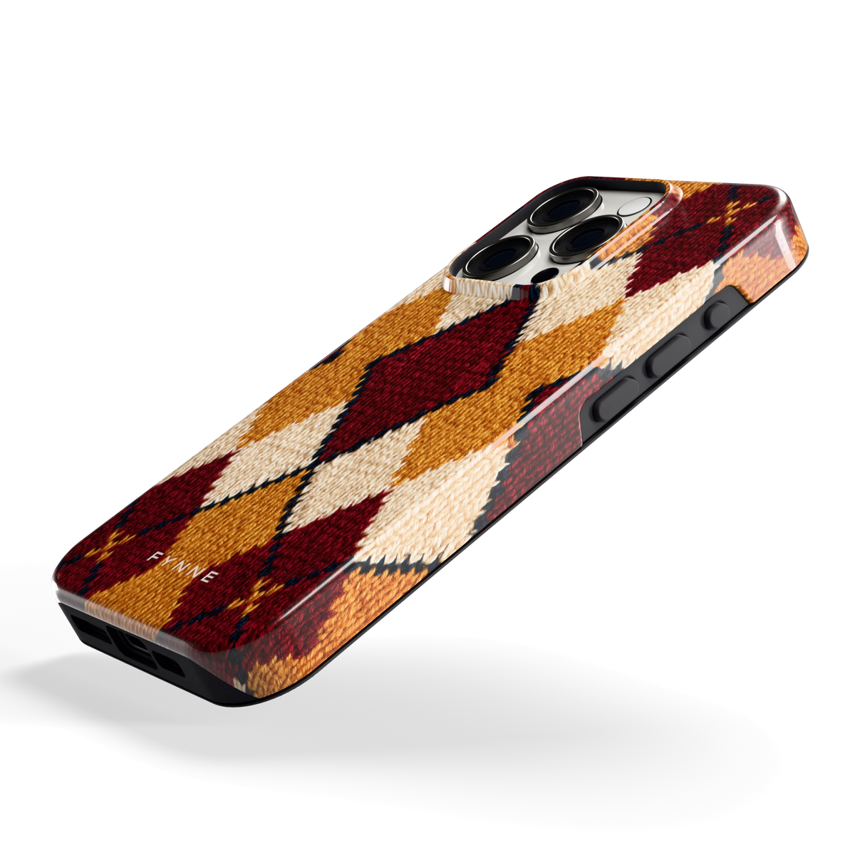 Argyle Breisel hoesje voor iPhone 15 Pro, schuin