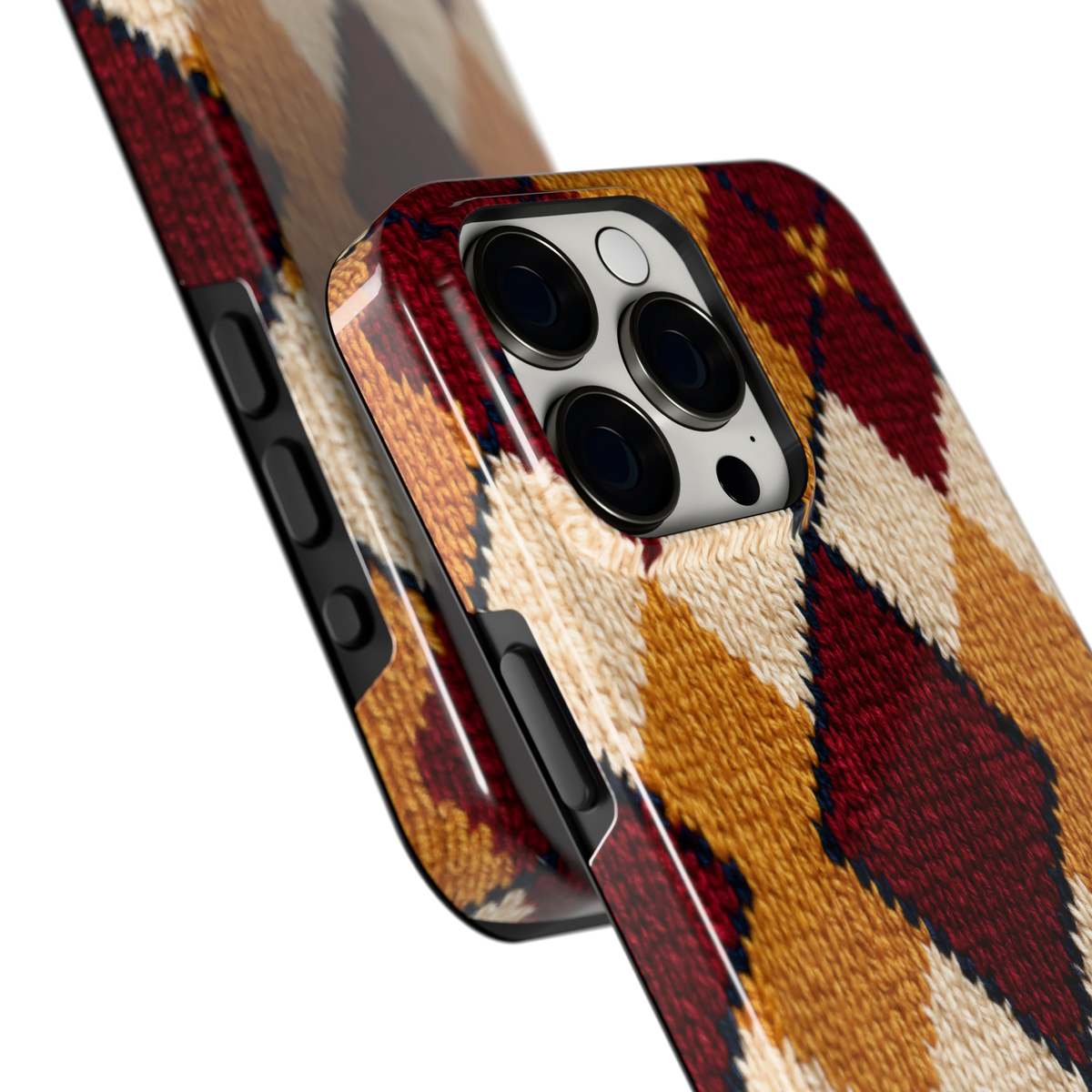 Argyle Breisel hoesje voor iPhone 15 Pro Max, close-up