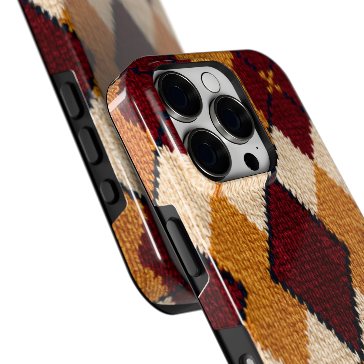 Argyle Breisel hoesje voor iPhone 16 Pro, close-up