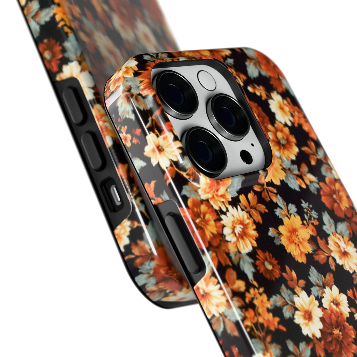 Herfstbloei hoesje voor iPhone 14 Pro, close-up