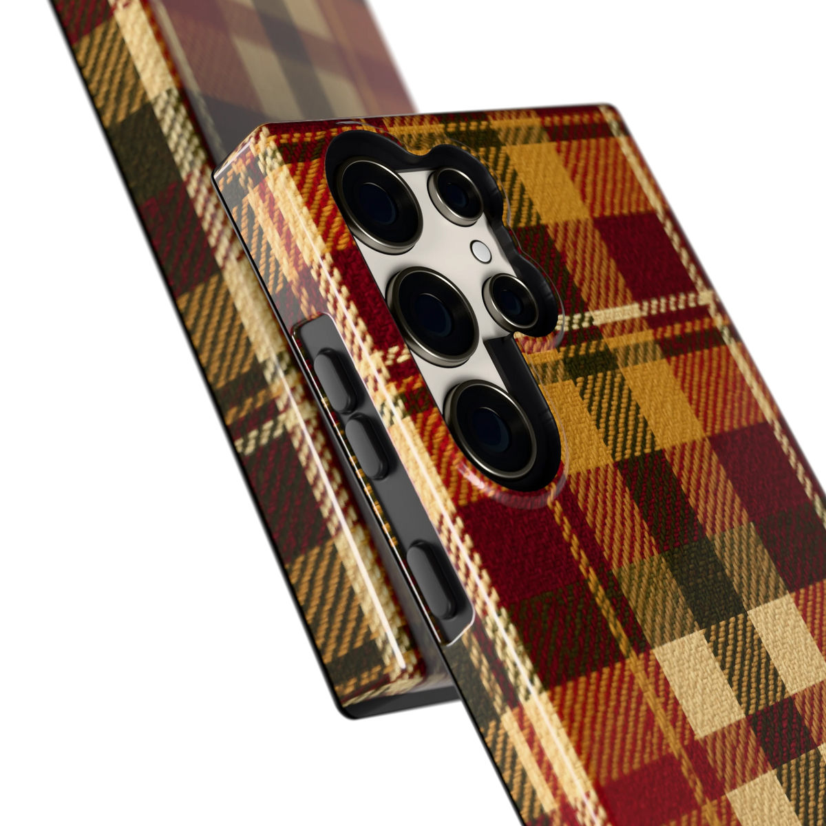 Herfst Tartan hoesje voor Galaxy S23 Ultra, close-up