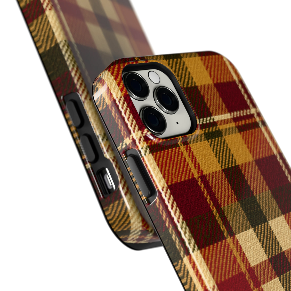 Herfst Tartan hoesje voor iPhone 11 Pro Max, close-up