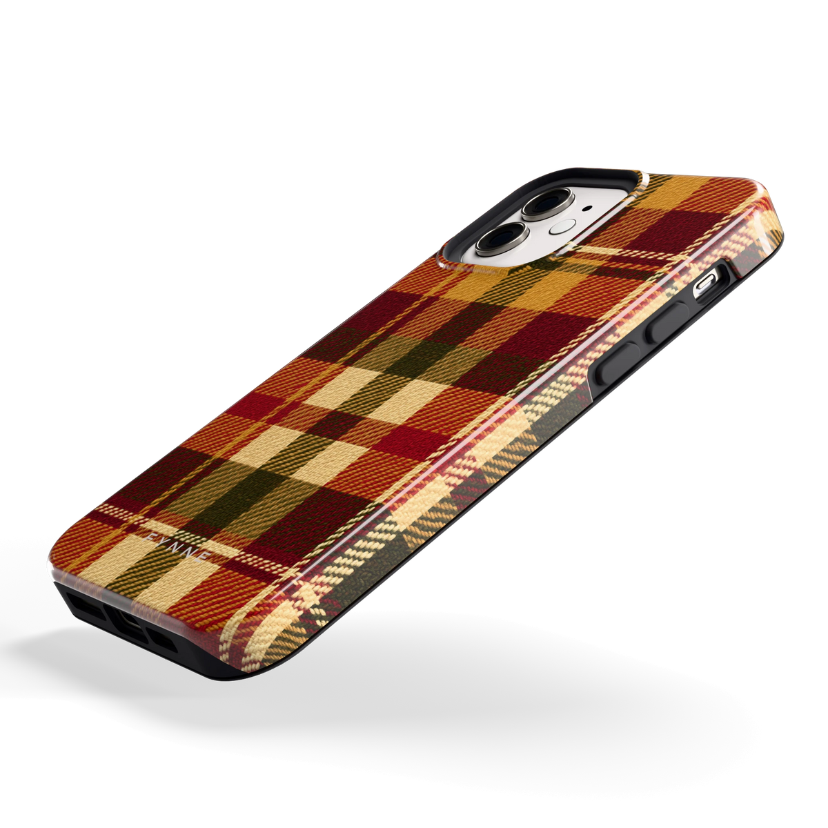 Herfst Tartan hoesje voor iPhone 12, schuin