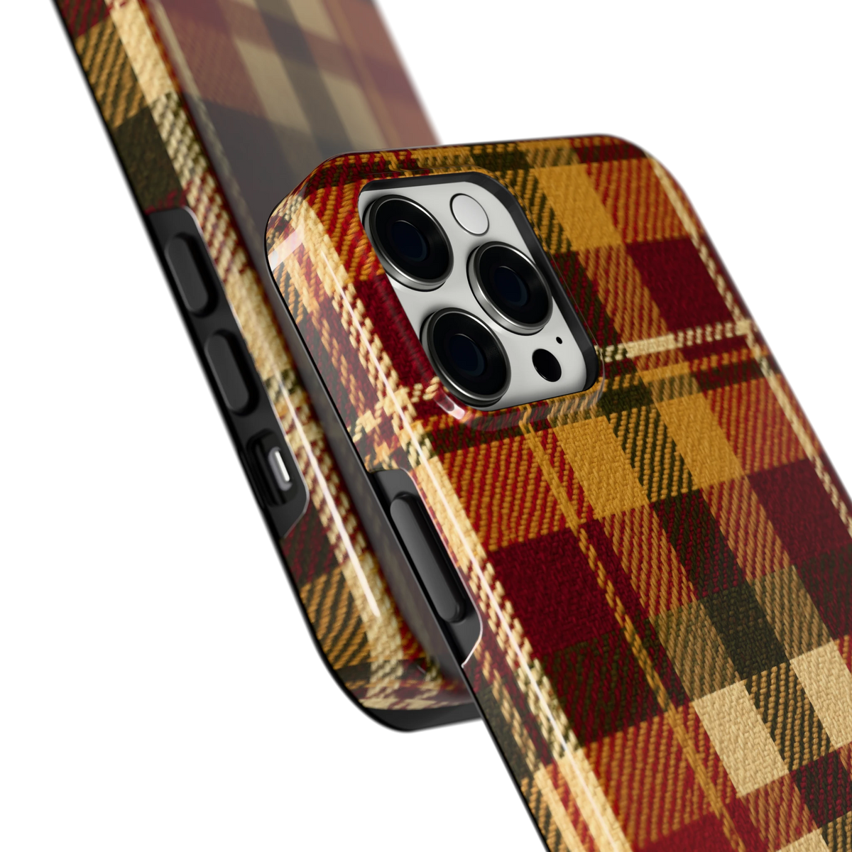 Herfst Tartan hoesje voor iPhone 12 Pro Max, close-up