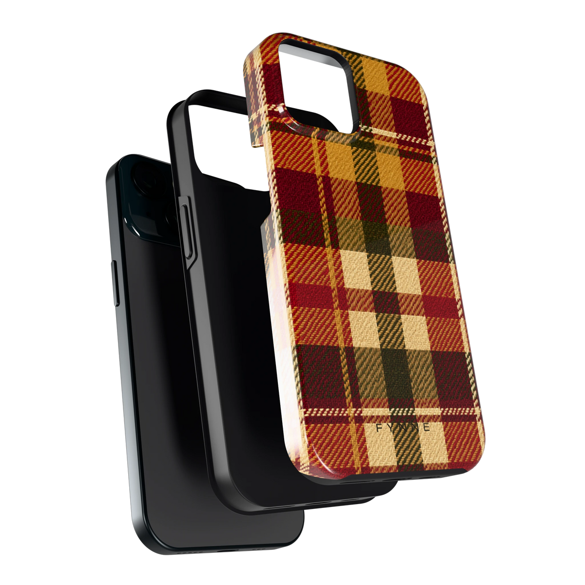 Herfst Tartan hoesje voor iPhone 15, los van de telefoon
