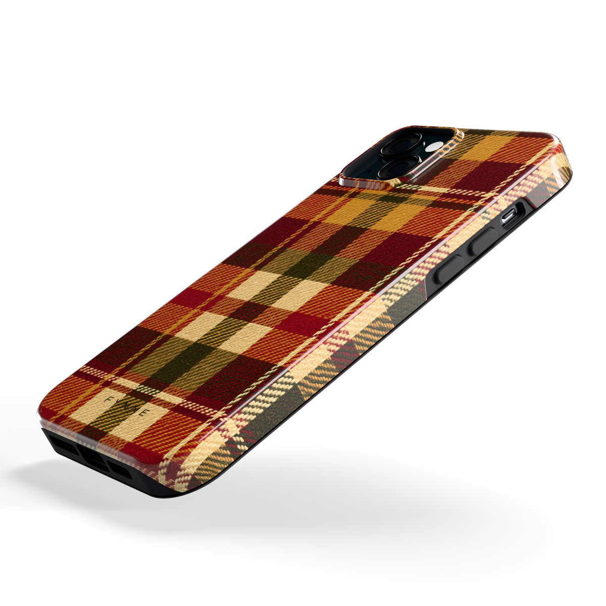 Herfst Tartan hoesje voor iPhone 15 Plus, schuin