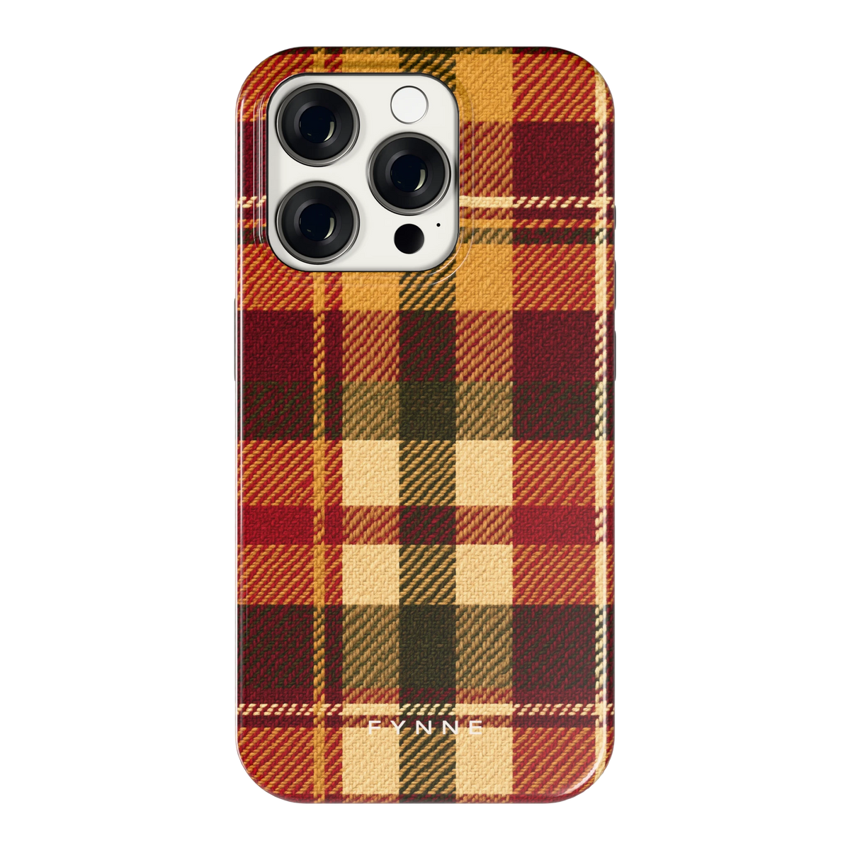 Herfst Tartan hoesje voor iPhone 15 Pro, achterkant