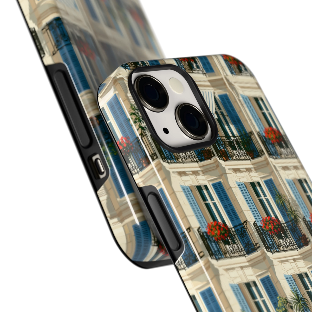 Balkonseizoen hoesje voor iPhone 13, close-up