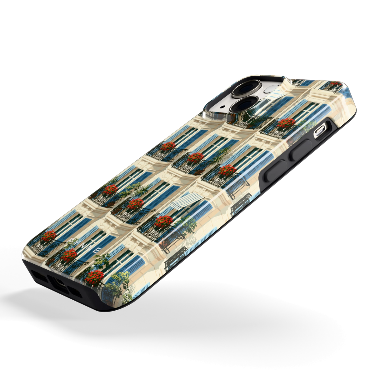 Balkonseizoen hoesje voor iPhone 13 mini, schuin