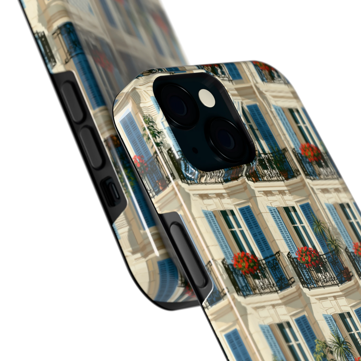 Balkonseizoen hoesje voor iPhone 15, close-up