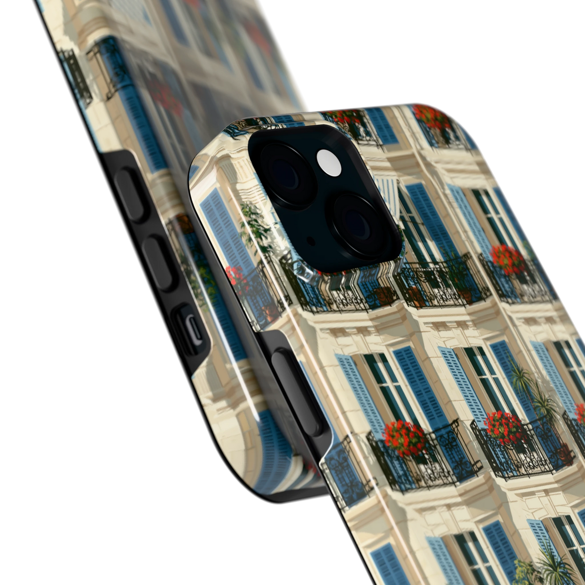 Balkonseizoen hoesje voor iPhone 15 Plus, close-up