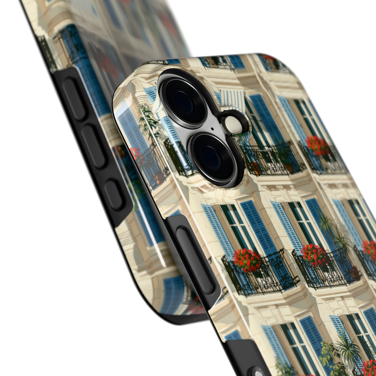 Balkonseizoen hoesje voor iPhone 16, close-up