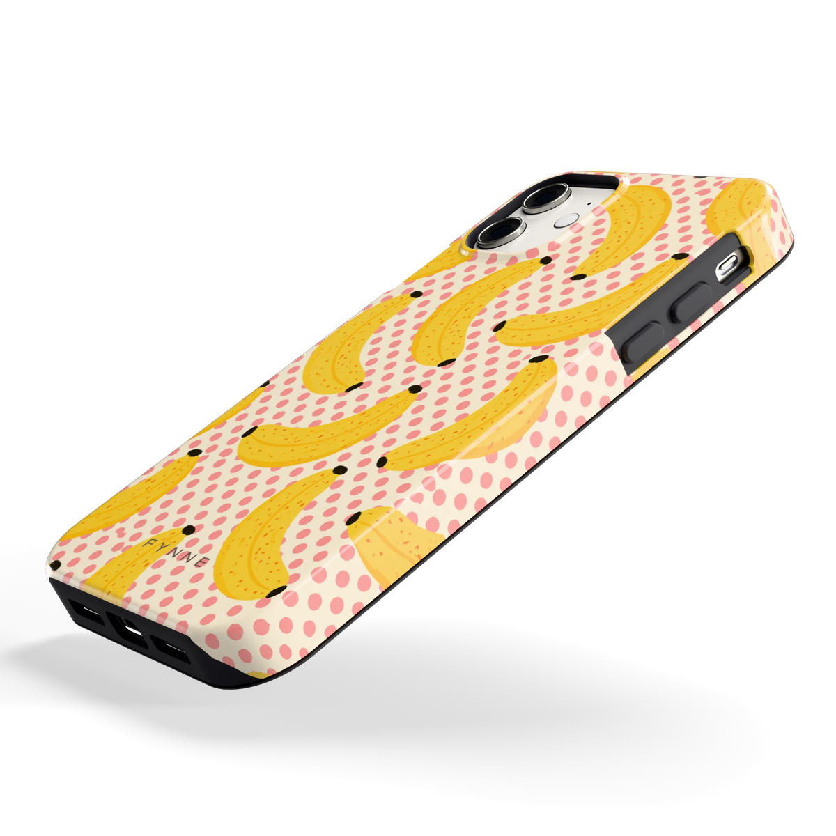 Bananen Stippen hoesje voor iPhone 11, schuin