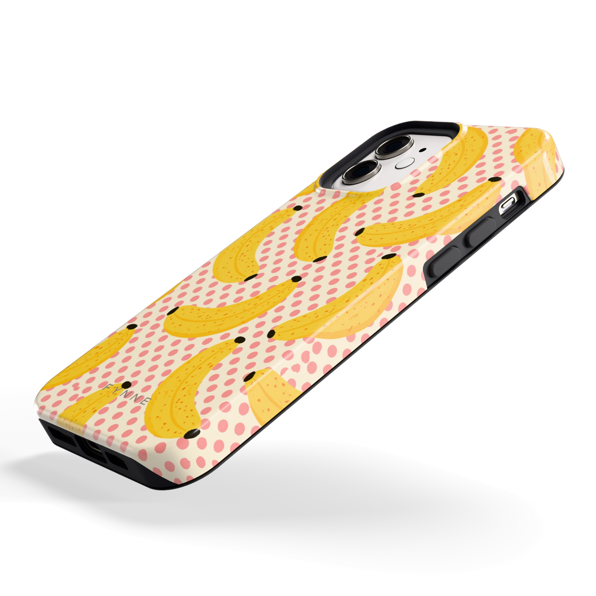 Bananen Stippen hoesje voor iPhone 12, schuin