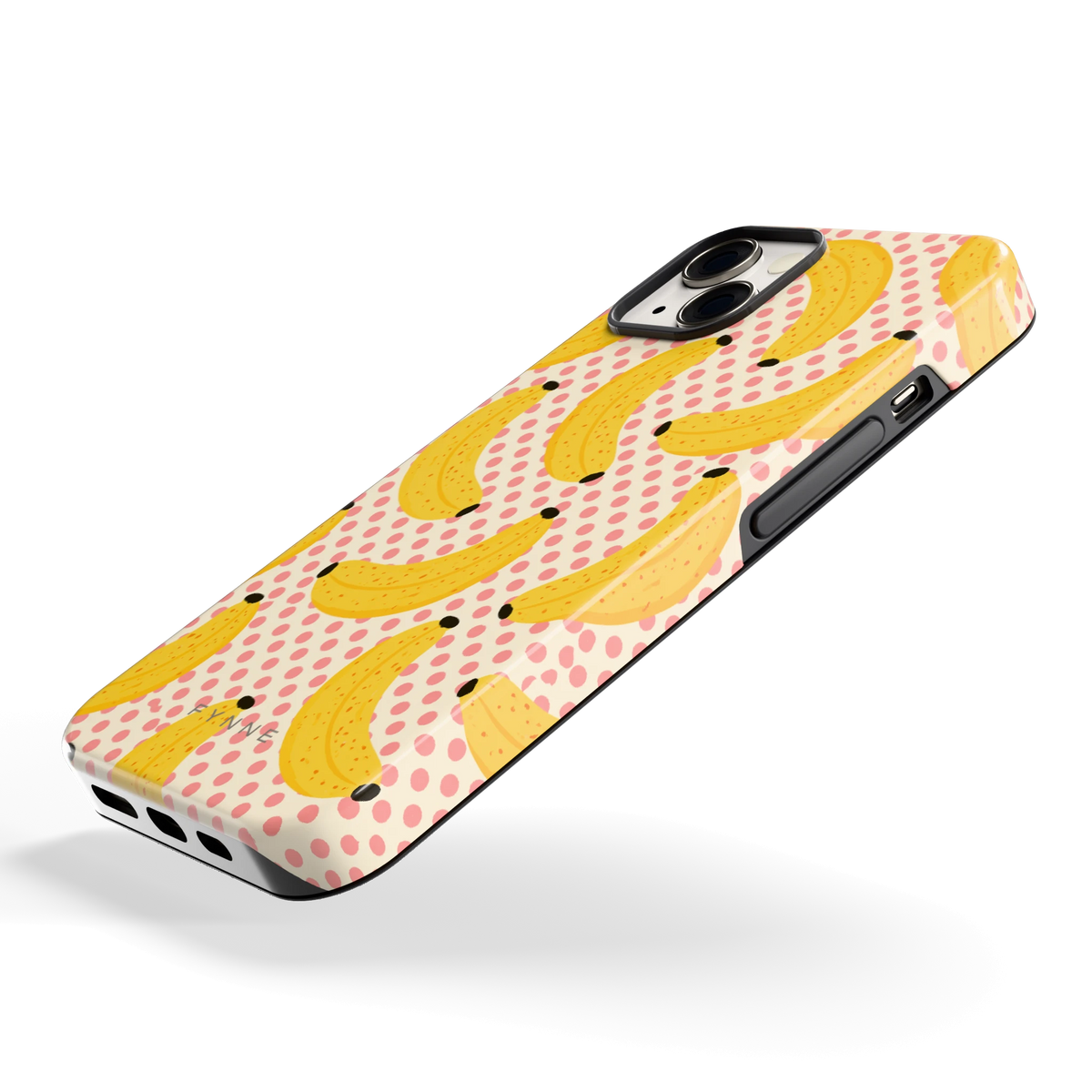 Bananen Stippen hoesje voor iPhone 13, schuin
