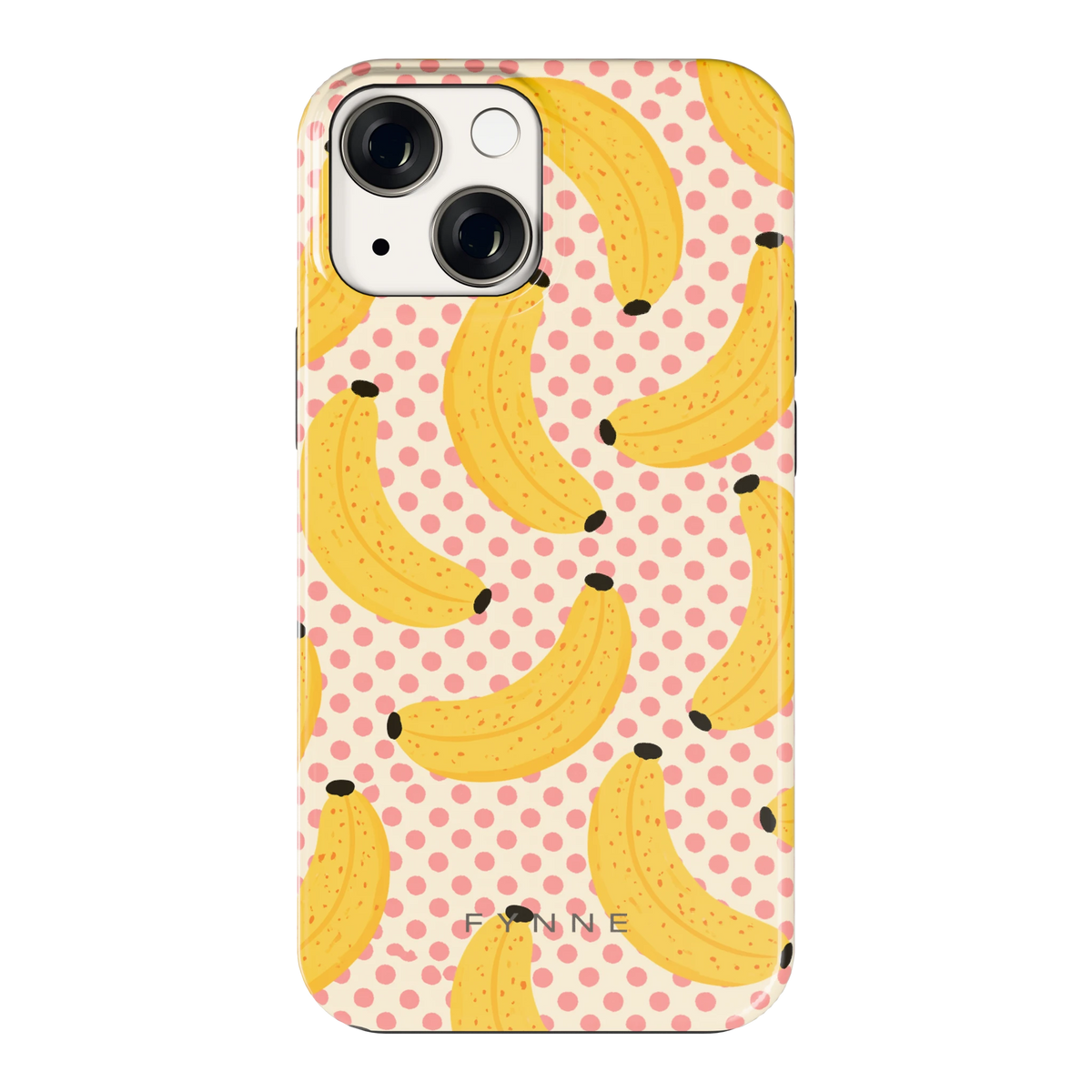 Bananen Stippen hoesje voor iPhone 13 mini, achterkant