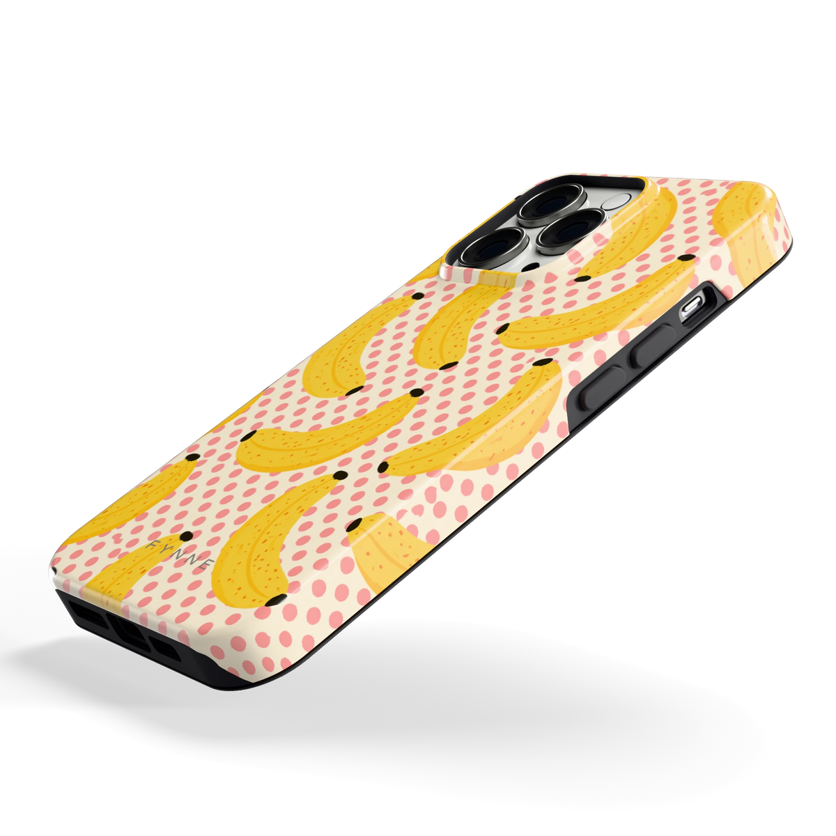 Bananen Stippen hoesje voor iPhone 13 Pro, schuin