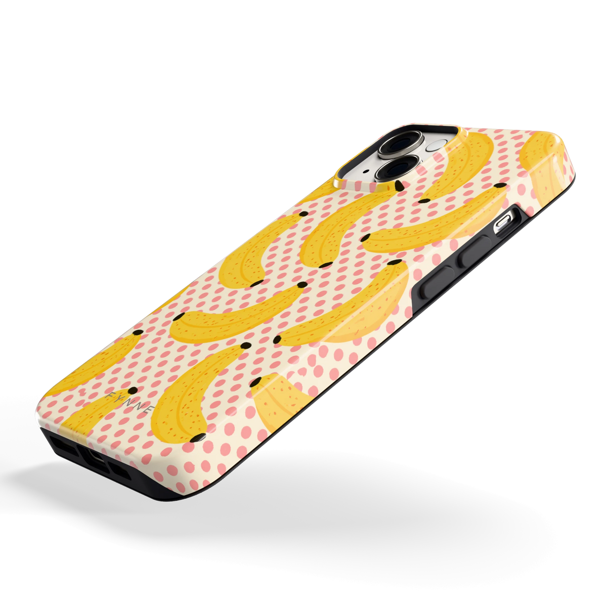 Bananen Stippen hoesje voor iPhone 14, schuin