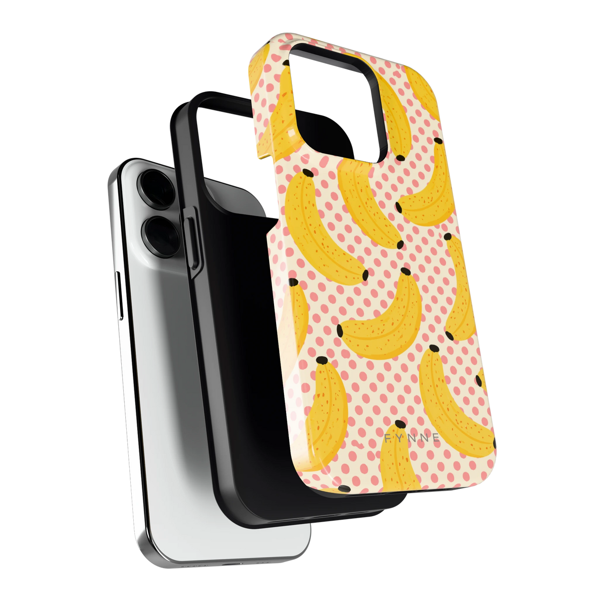 Bananen Stippen hoesje voor iPhone 14 Pro, los van de telefoon