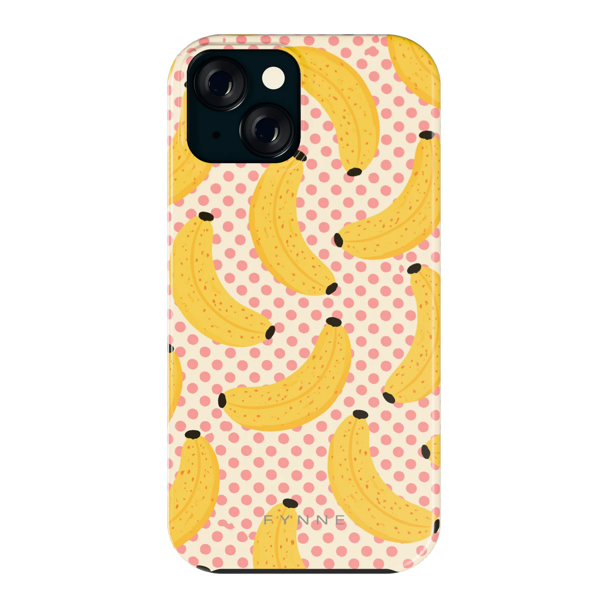 Bananen Stippen hoesje voor iPhone 15, achterkant