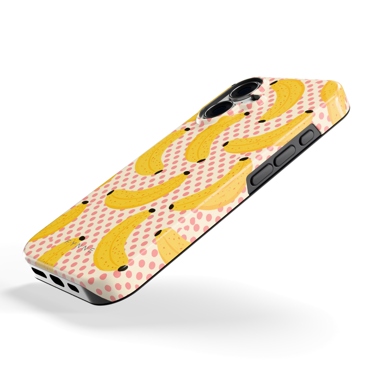 Bananen Stippen hoesje voor iPhone 16, schuin