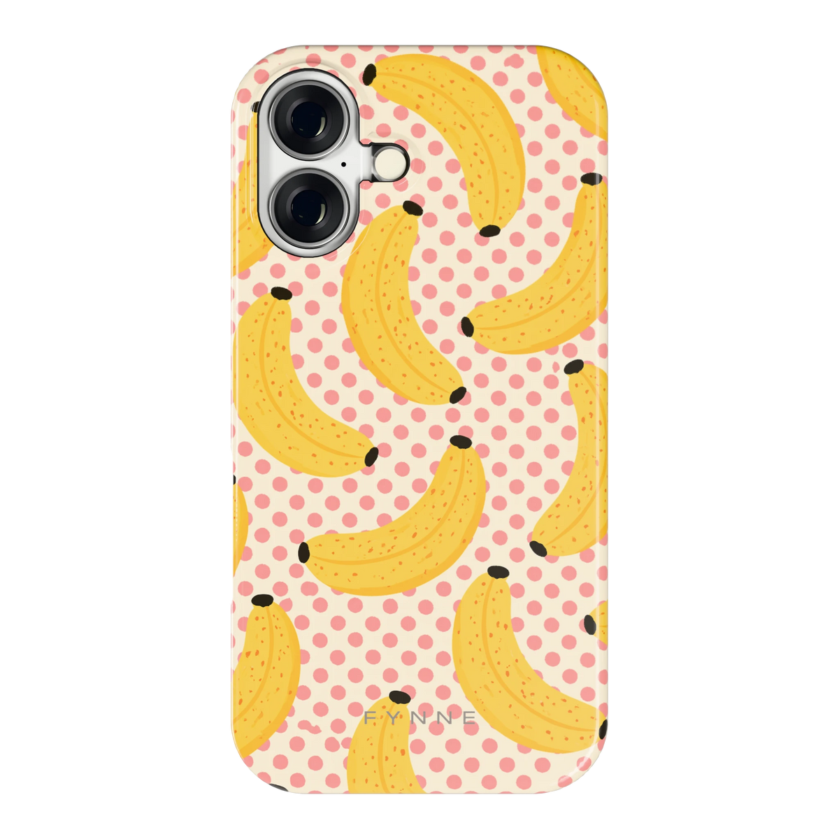 Bananen Stippen hoesje voor iPhone 16, achterkant