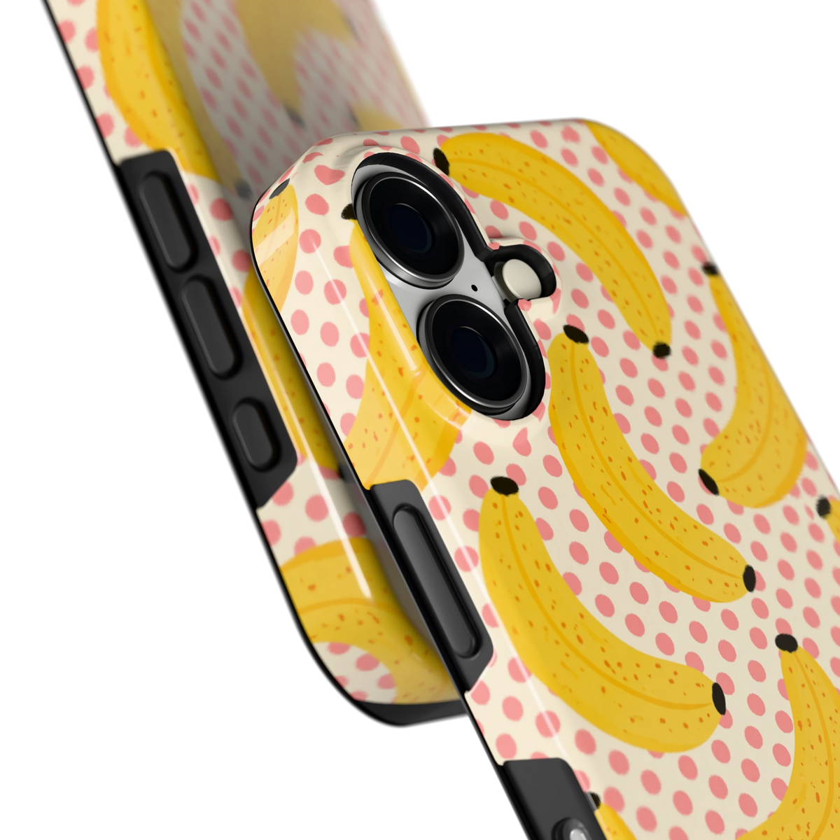 Bananen Stippen hoesje voor iPhone 16, close-up