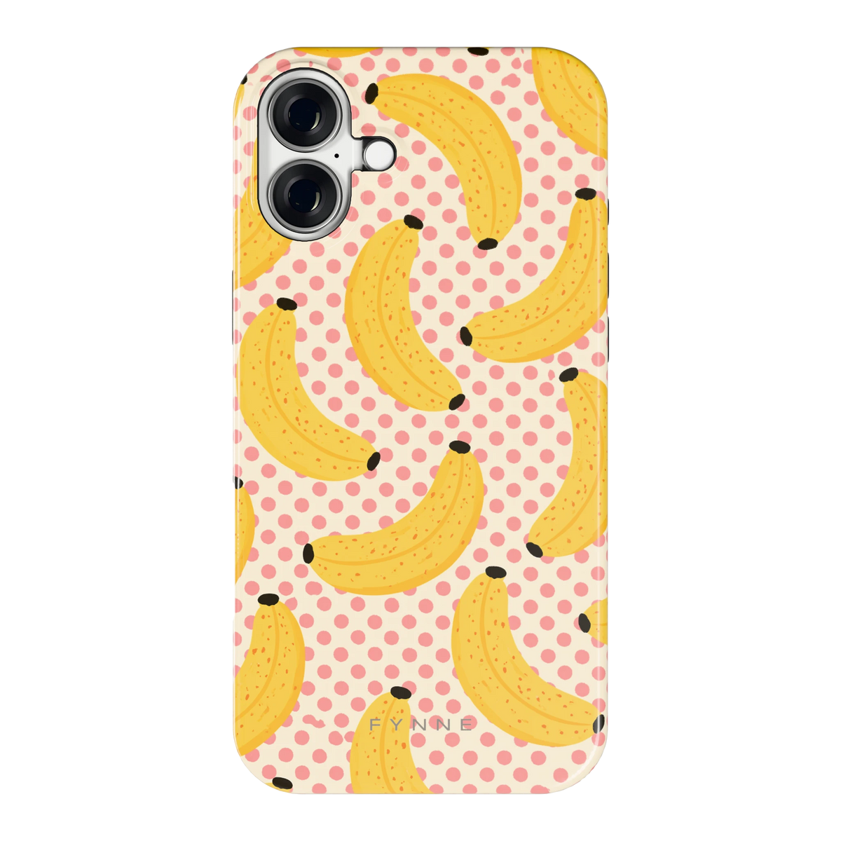 Bananen Stippen hoesje voor iPhone 16 Plus, achterkant