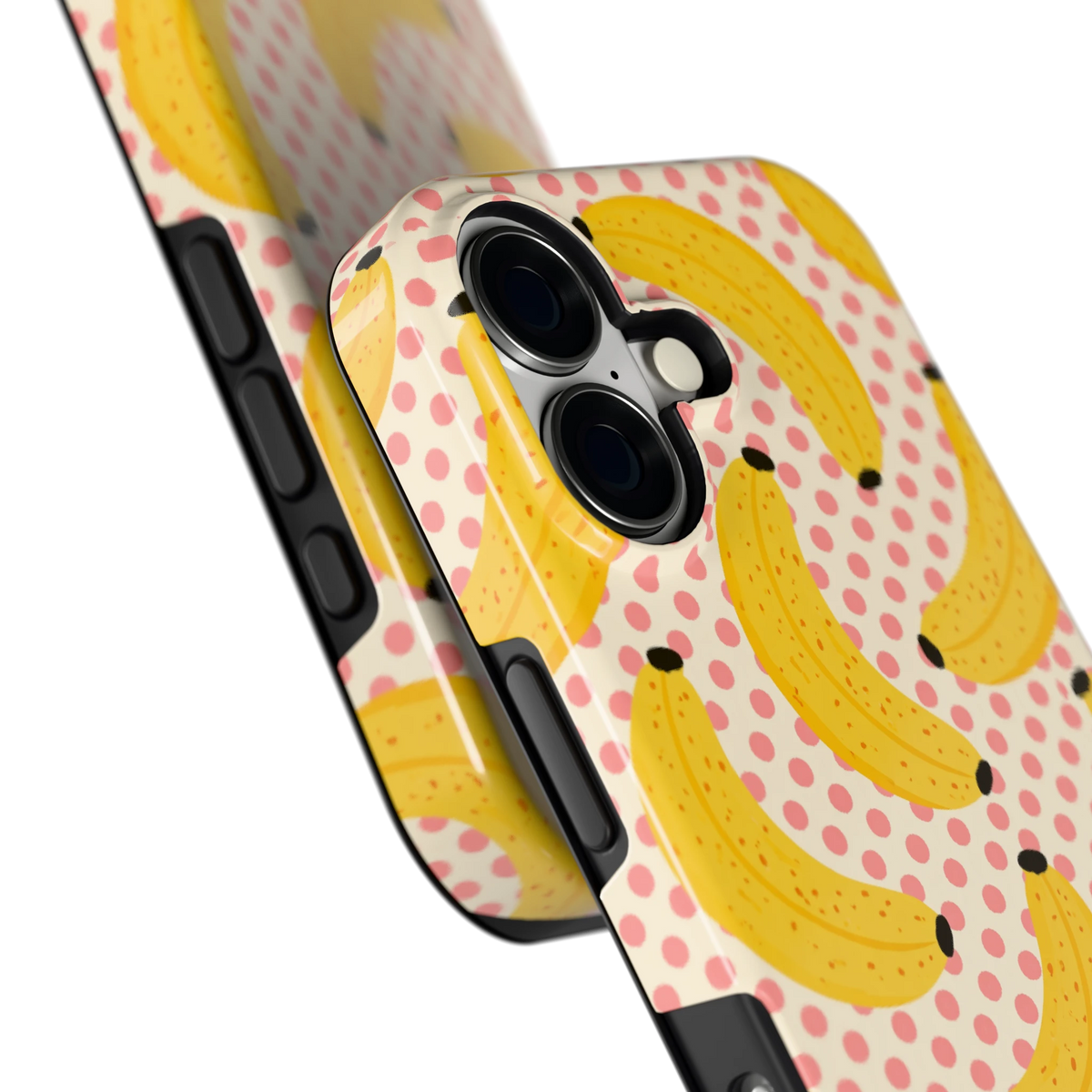 Bananen Stippen hoesje voor iPhone 17, close-up