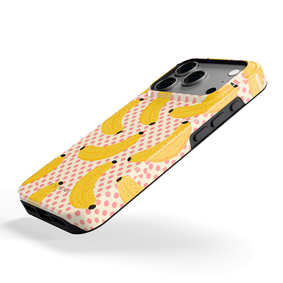 Bananen Stippen hoesje voor iPhone 17 Pro, schuin