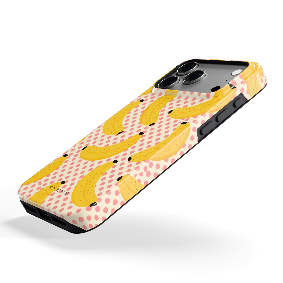 Bananen Stippen hoesje voor iPhone 17 Pro Max, schuin