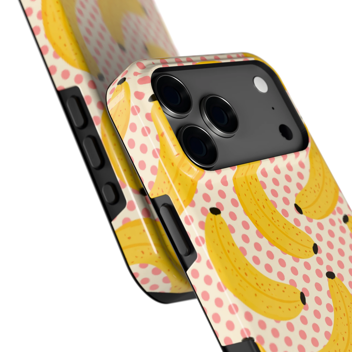 Bananen Stippen hoesje voor iPhone 17 Pro Max, close-up