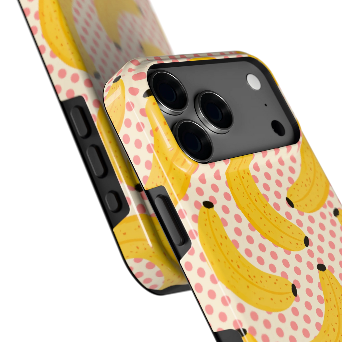 Bananen Stippen hoesje voor iPhone 18 Pro Max, close-up