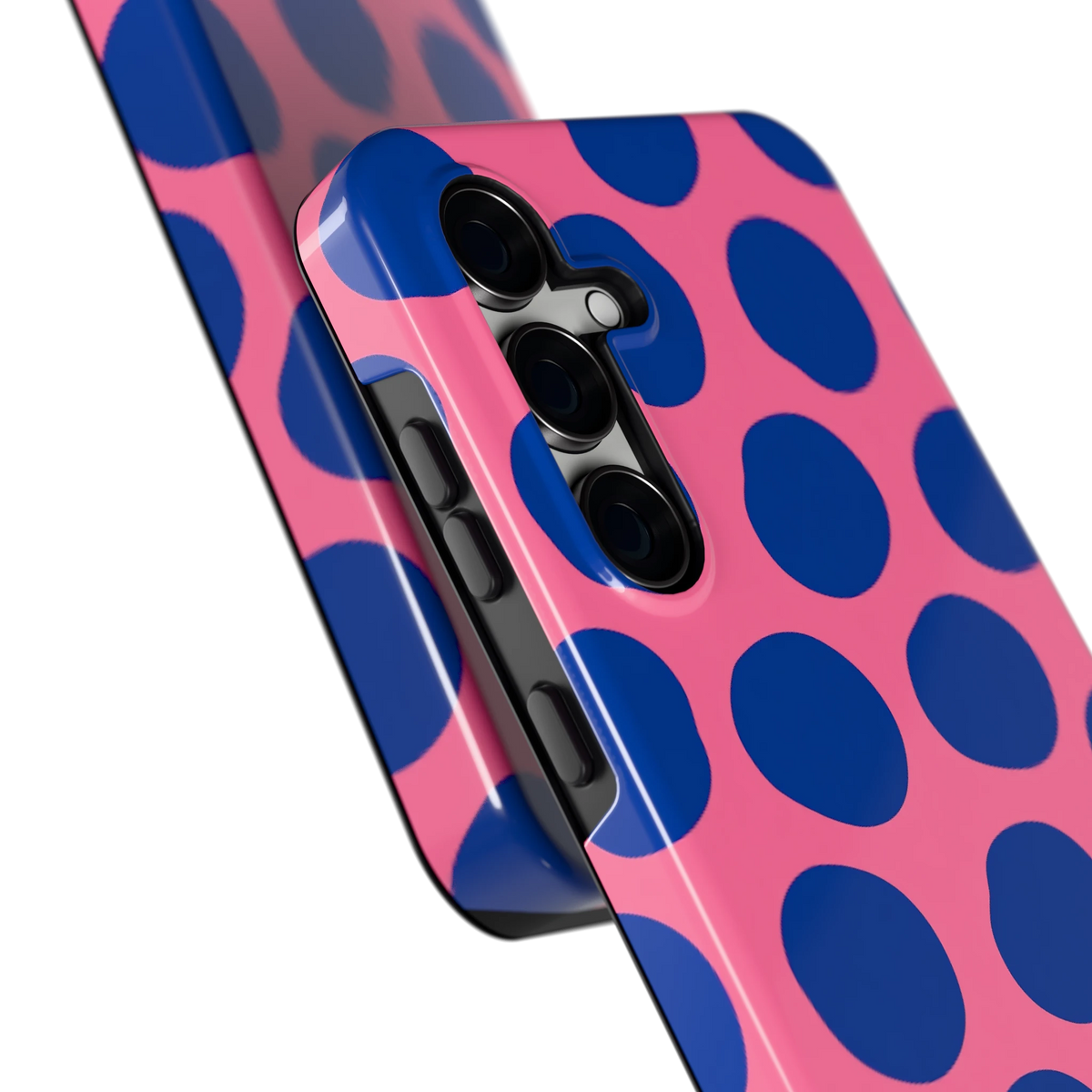 Grote blauwe stippen hoesje voor Galaxy S24 FE, close-up