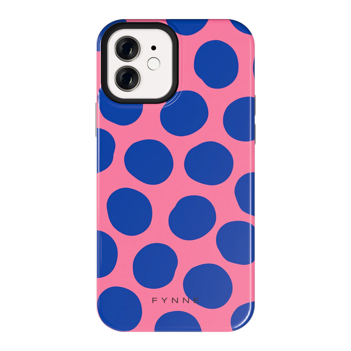 Grote blauwe stippen hoesje voor iPhone 12, achterkant
