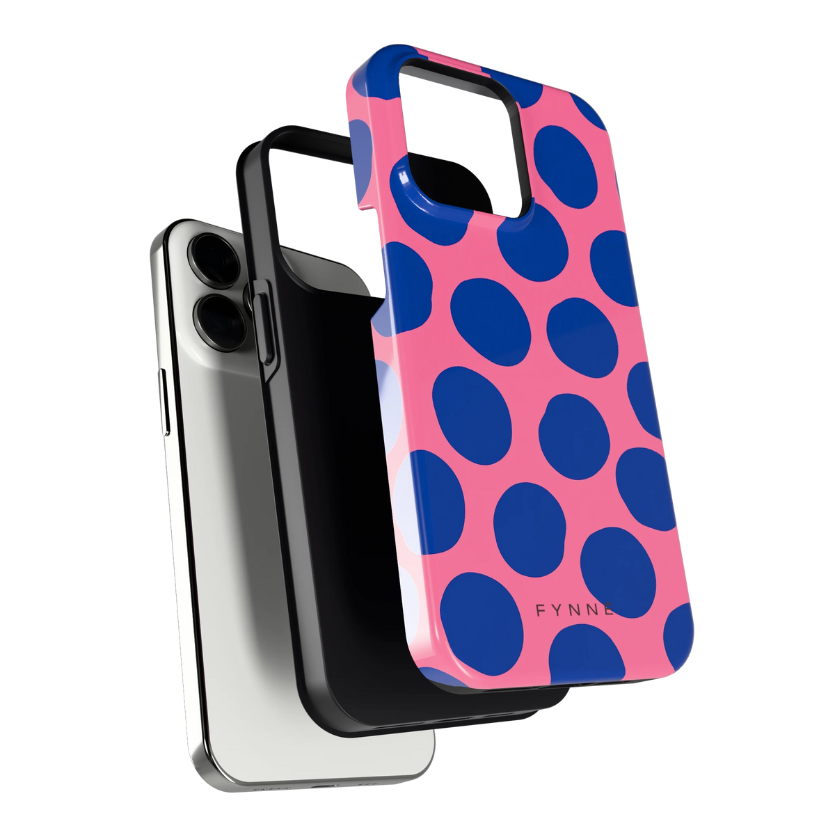 Grote blauwe stippen hoesje voor iPhone 13 Pro, los van de telefoon