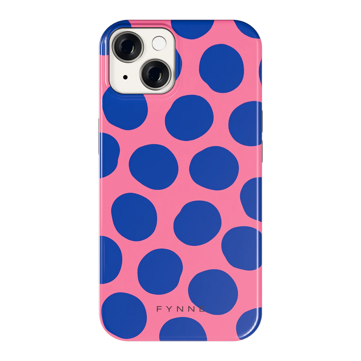 Grote blauwe stippen hoesje voor iPhone 14, achterkant