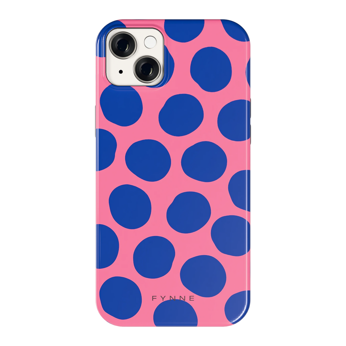 Grote blauwe stippen hoesje voor iPhone 14 Plus, achterkant