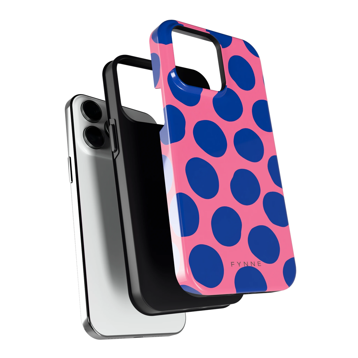 Grote blauwe stippen hoesje voor iPhone 14 Pro Max, los van de telefoon