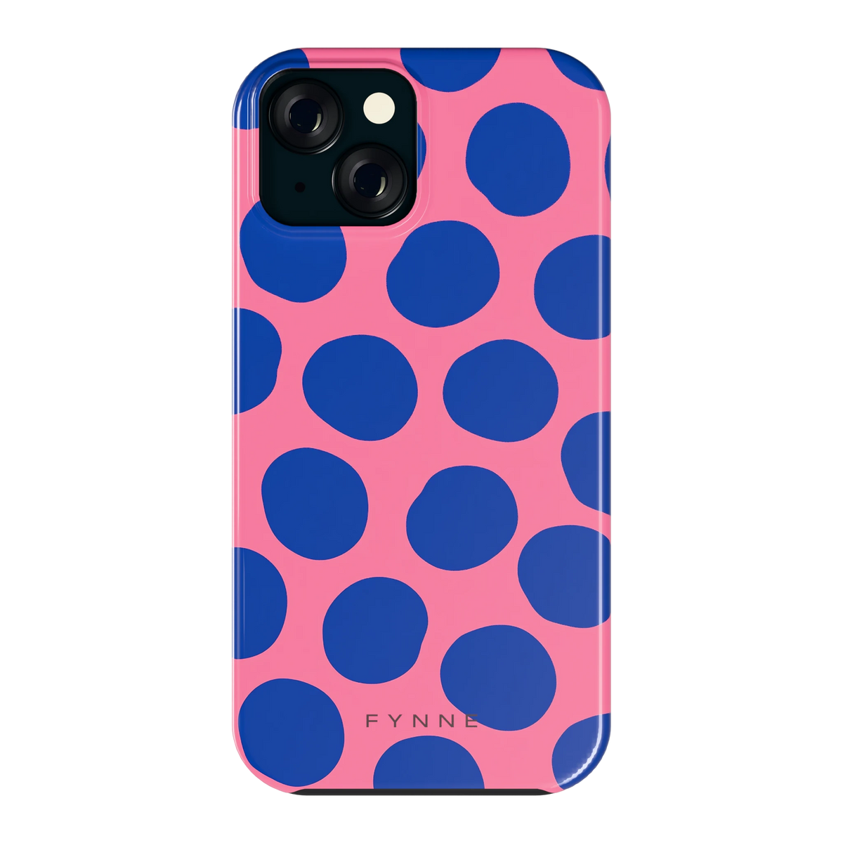 Grote blauwe stippen hoesje voor iPhone 15, achterkant