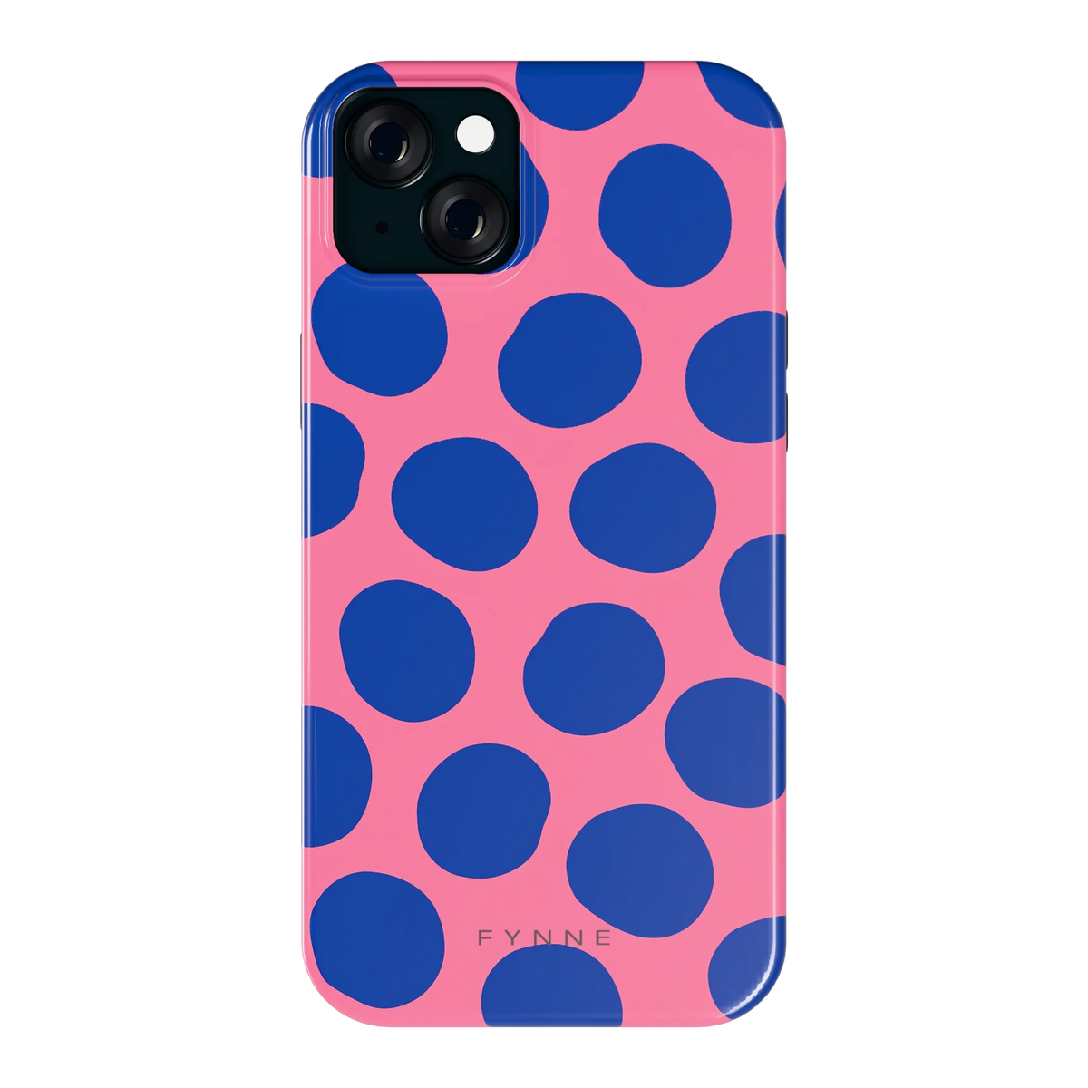 Grote blauwe stippen hoesje voor iPhone 15 Plus, achterkant