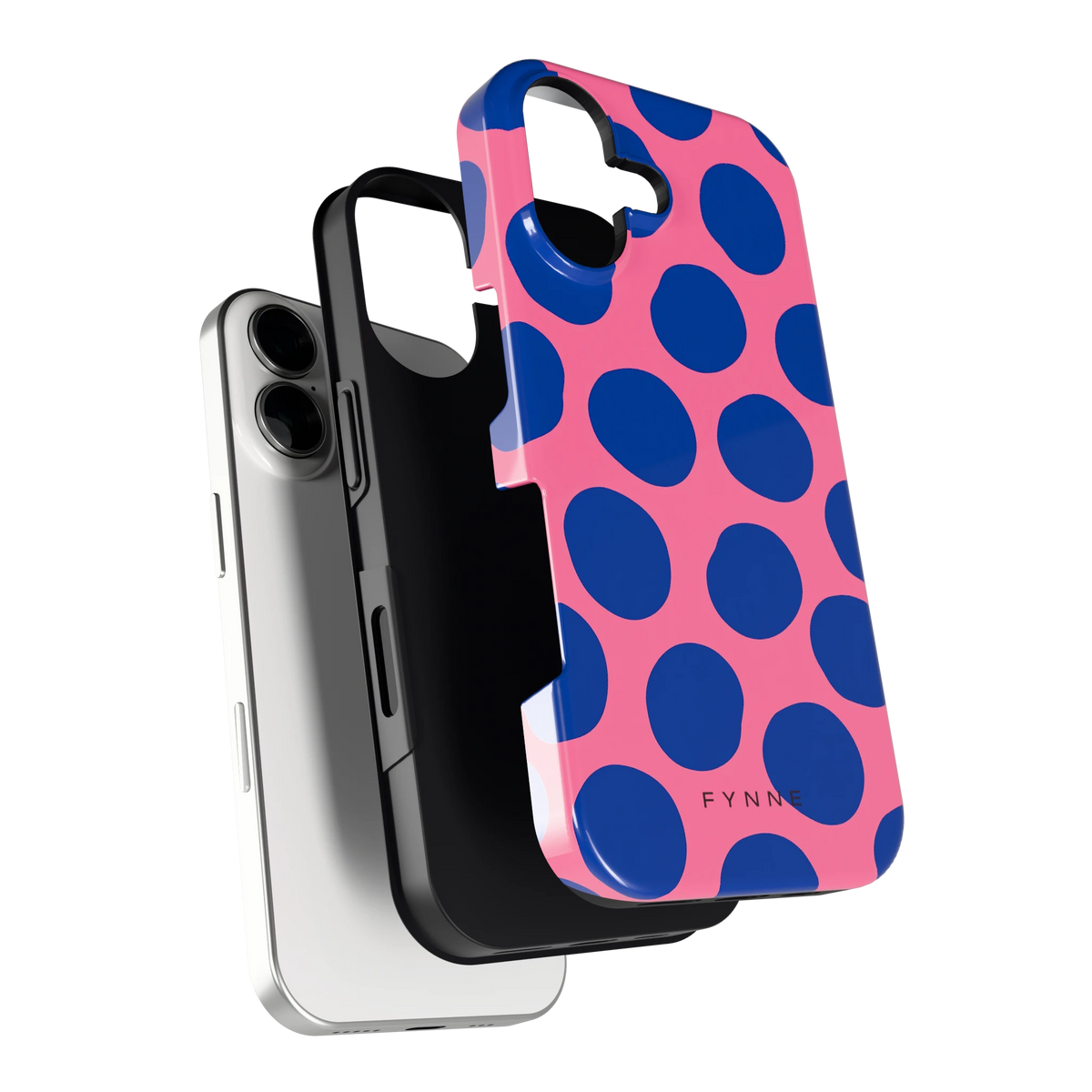 Grote blauwe stippen hoesje voor iPhone 17, los van de telefoon