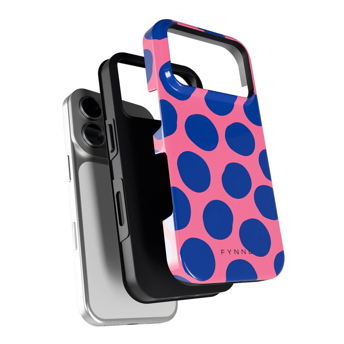 Grote blauwe stippen hoesje voor iPhone 18 Pro, los van de telefoon