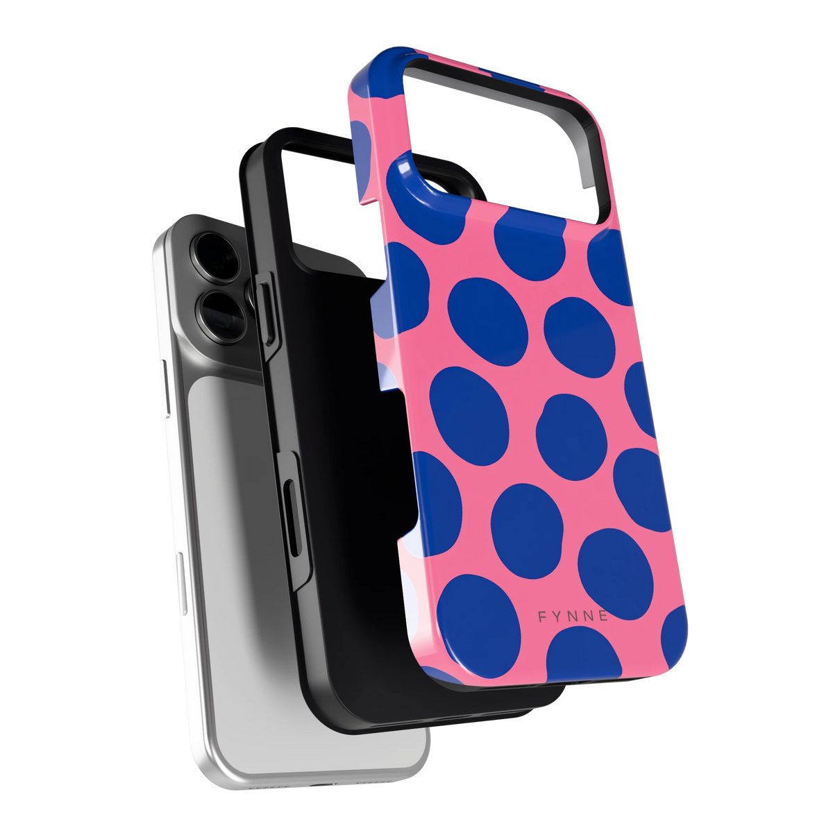 Grote blauwe stippen hoesje voor iPhone 18 Pro Max, los van de telefoon