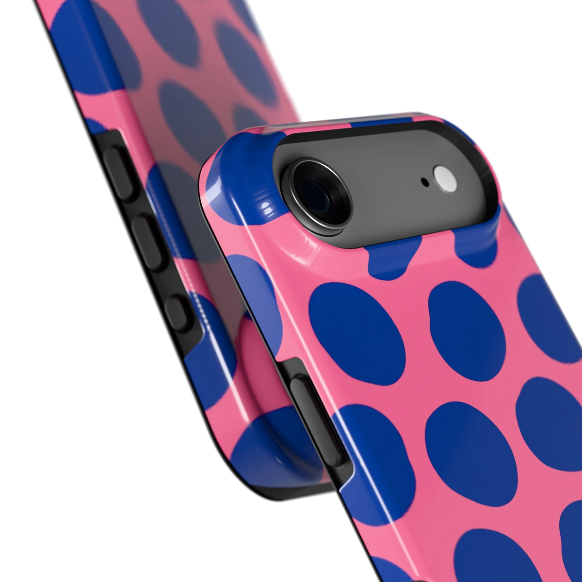 Grote blauwe stippen hoesje voor iPhone Air, close-up