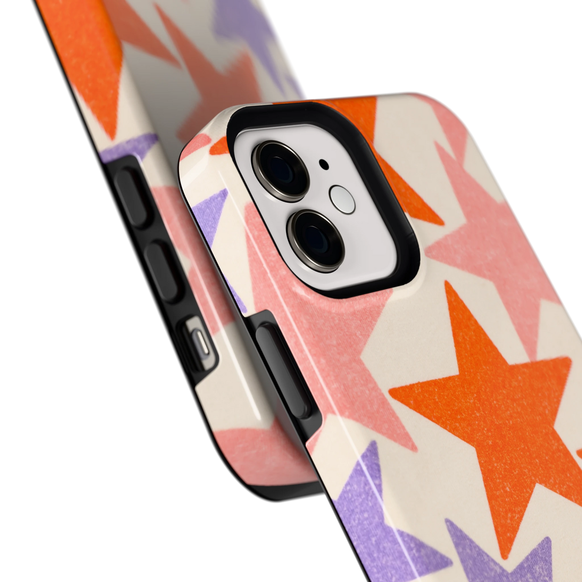 Grote sterren hoesje voor iPhone 12, close-up
